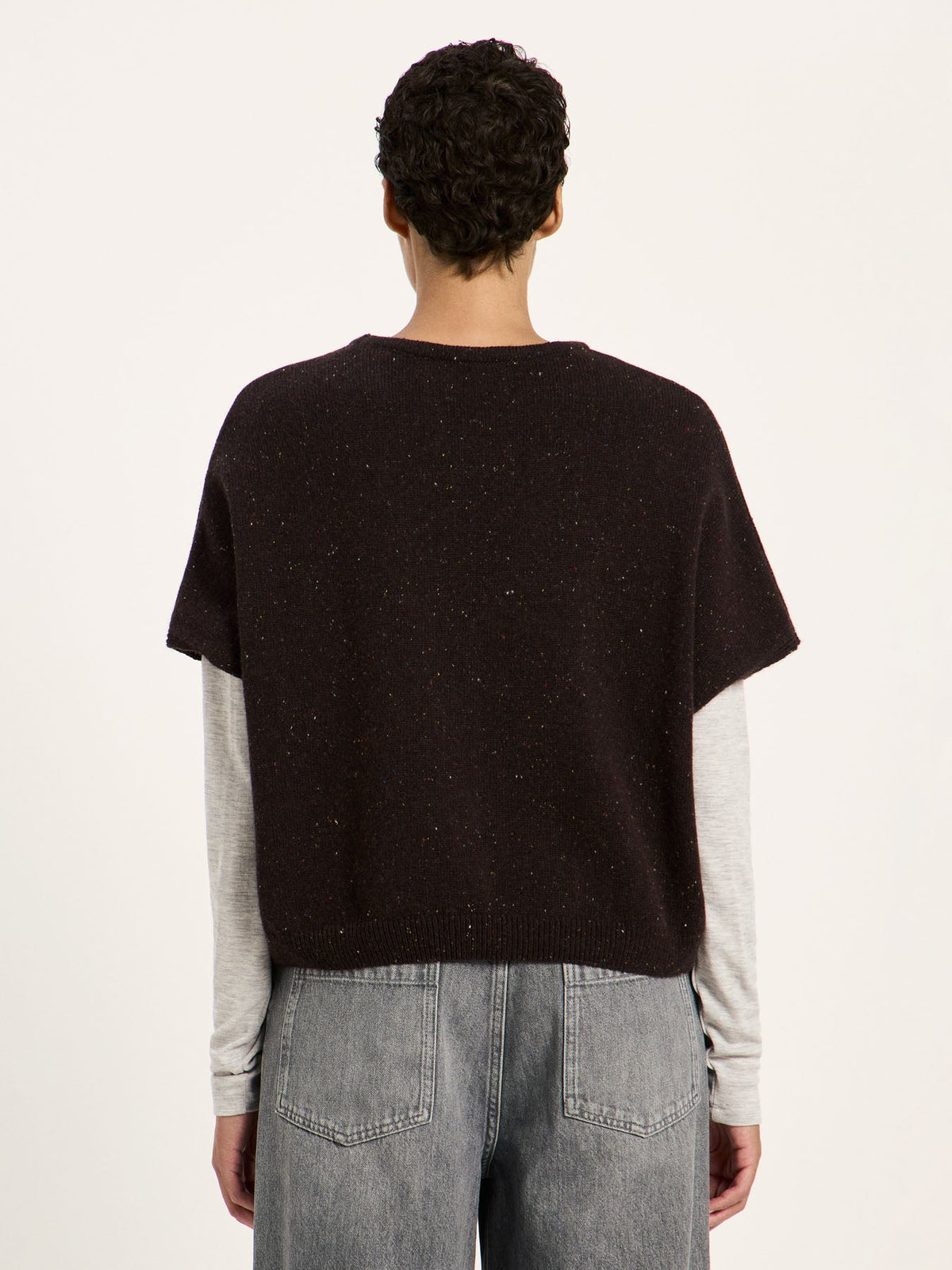 Pull sans manches LANIUS, chocolat tweed, vue 5