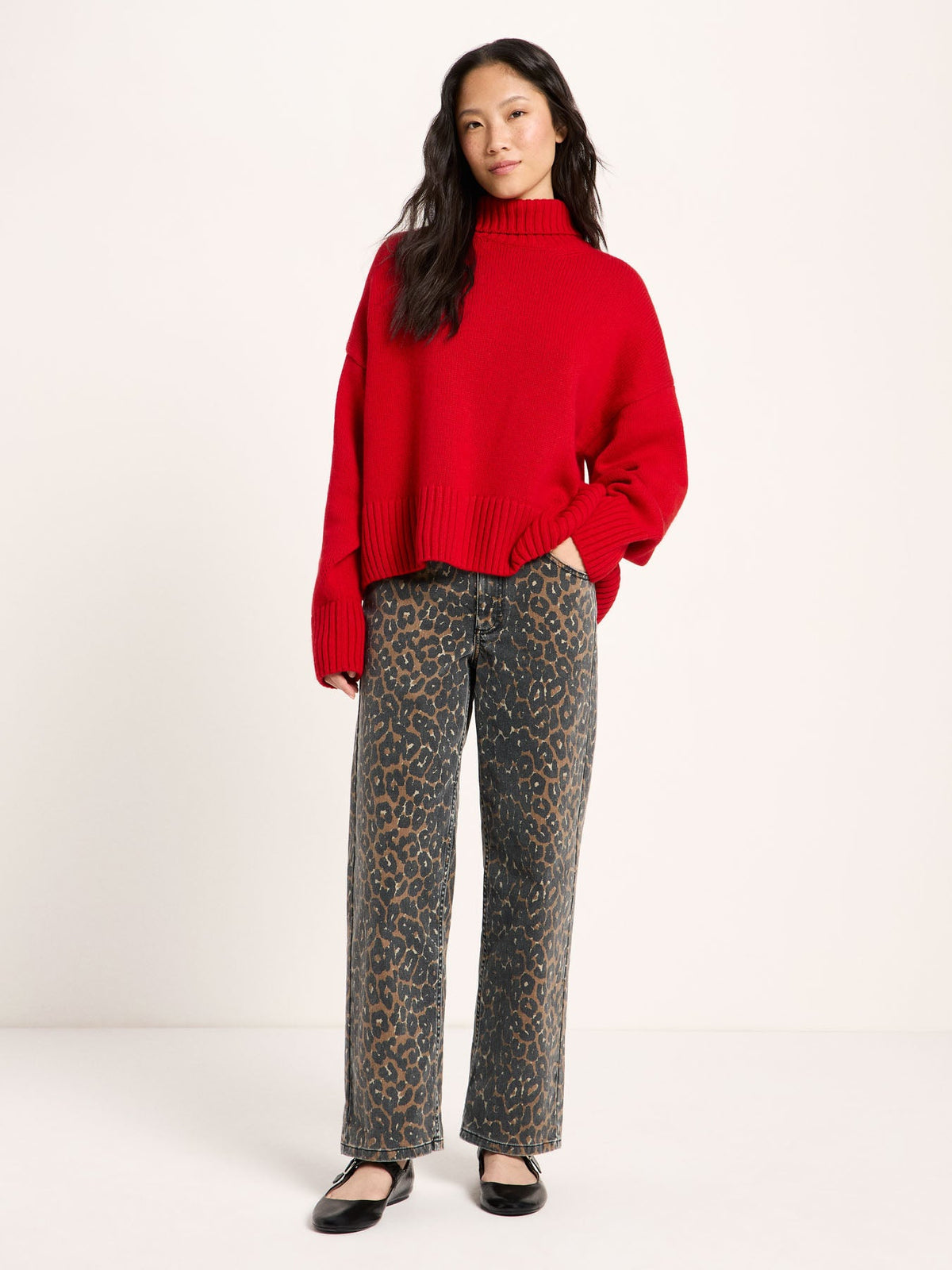 Pull oversize LANIUS, rouge, vue 3