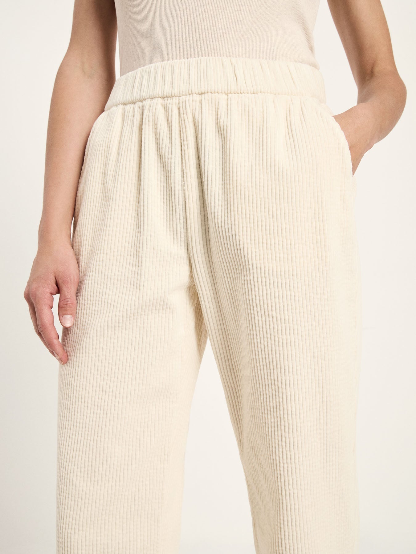 Pantalon en velours côtelé à taille élastique LANIUS, crème, vue 4