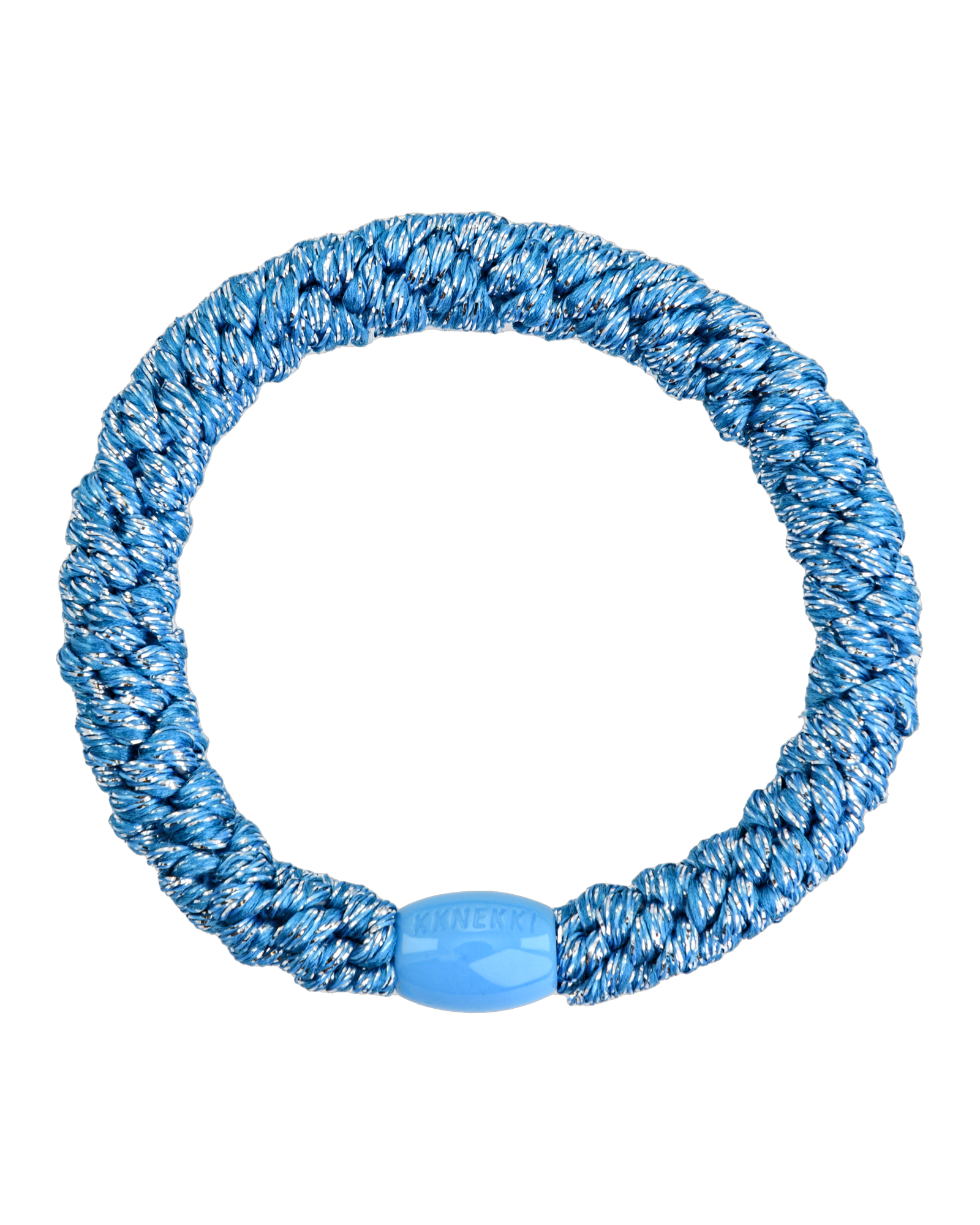 Élastique à cheveux Kknekki Original Bleu & Argent Pailleté, vue de face