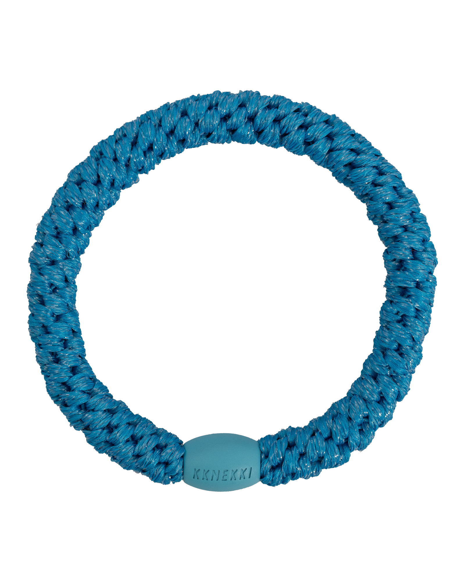 Élastique à cheveux Kknekki Original Bleu Azur Pailleté, vue de face