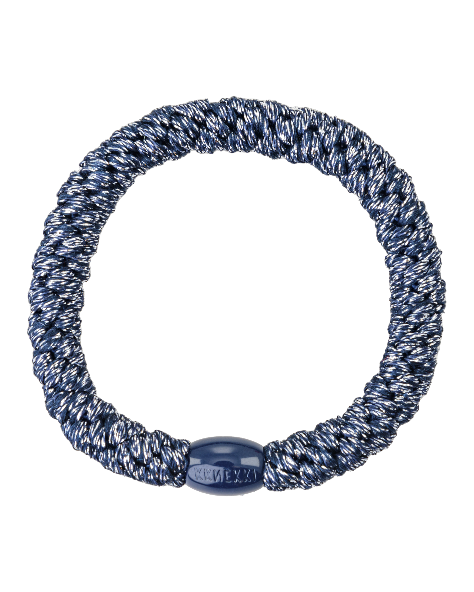 Élastique à cheveux Kknekki Original Bleu Marine & Argent Pailleté, vue de face