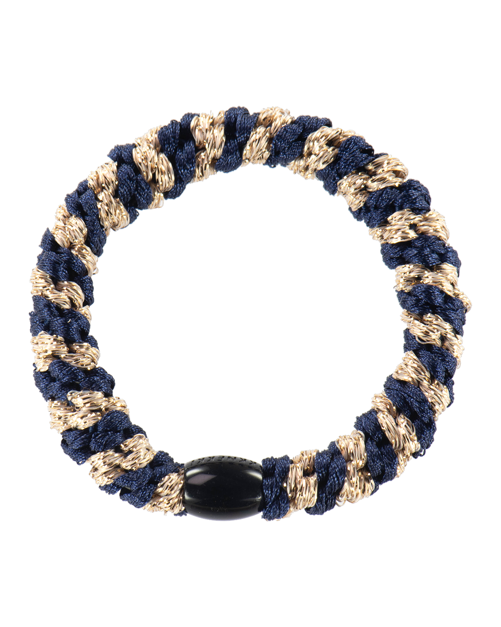Élastique à cheveux Kknekki Original Bleu Marine & Beige Pailleté, vue de face