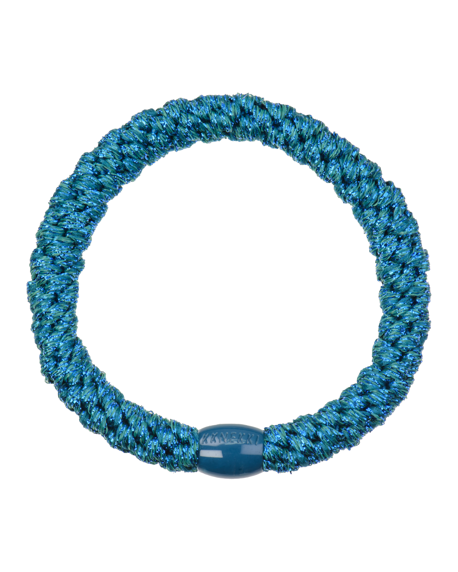 Élastique à cheveux Kknekki Original Bleu Pétrole Clair Pailleté, vue de face
