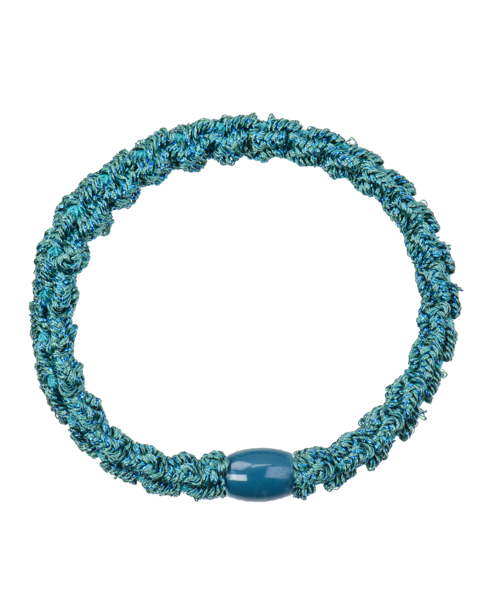 Élastique à cheveux Kknekki Original Dentelle Bleu Pétrole Clair Pailleté, vue de face