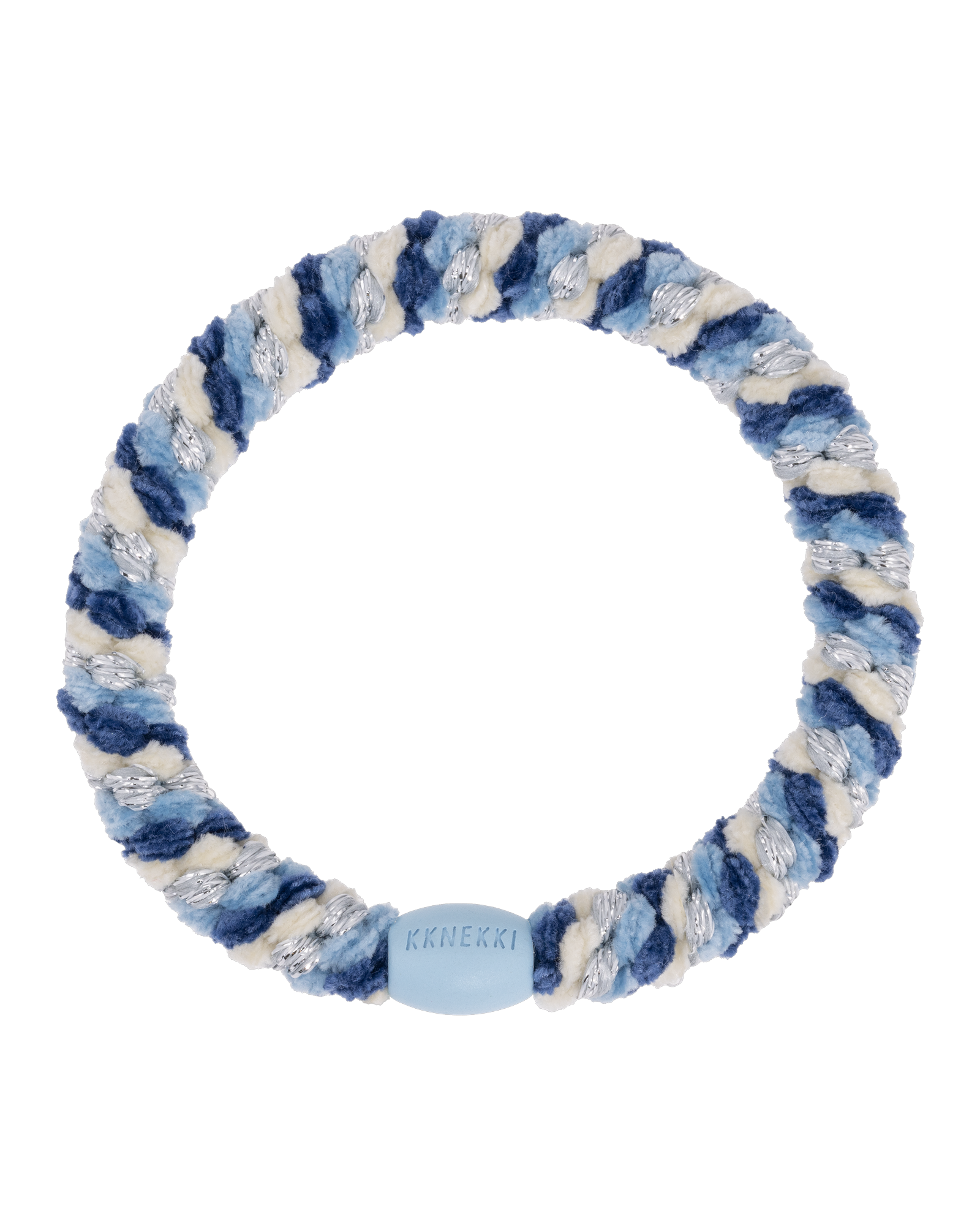 Élastique à cheveux Kknekki Original Mix Bleu & Argent Pailleté, vue de face