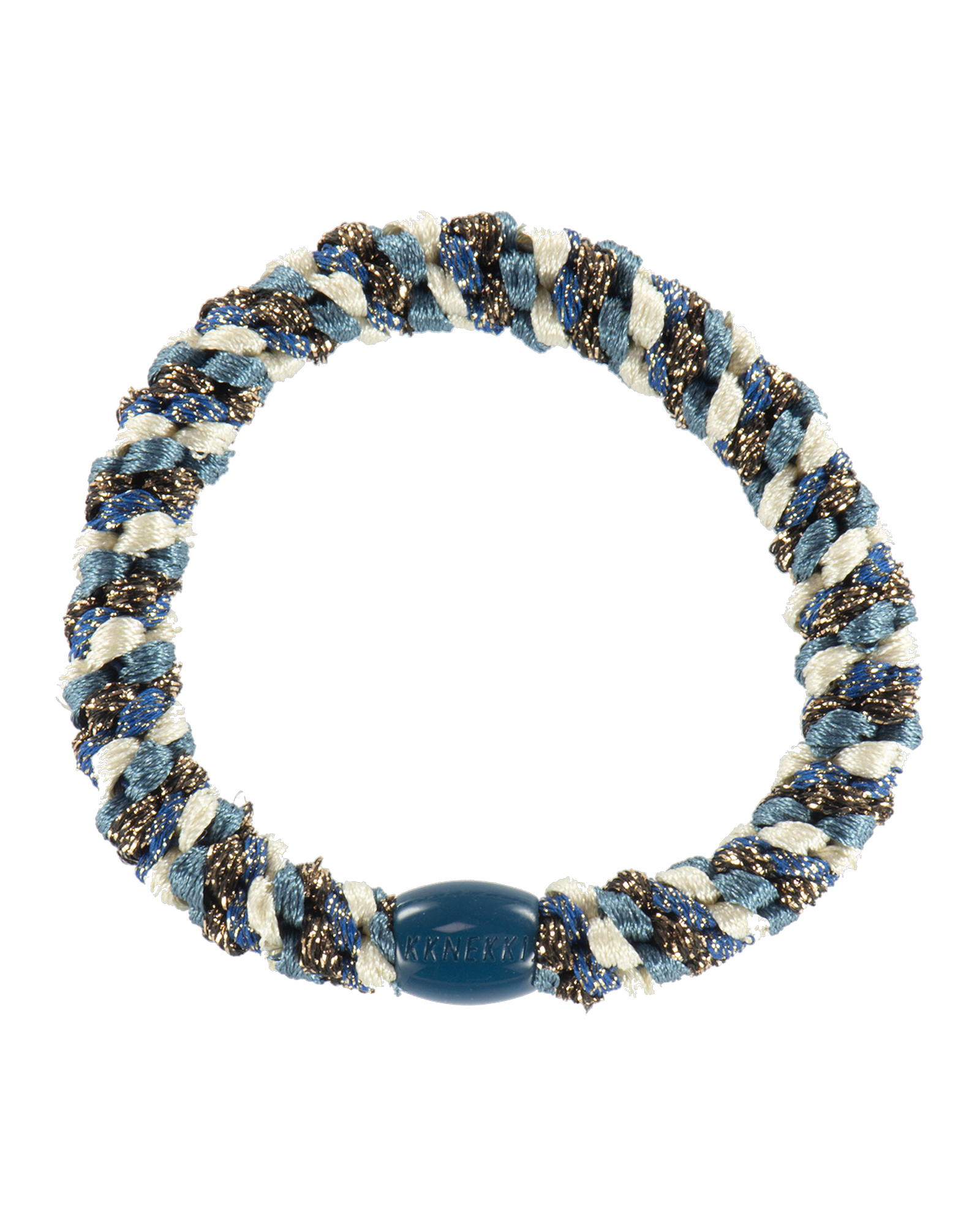 Élastique à cheveux Kknekki Original Mix Bleu Marine & Café Pailleté, vue de face