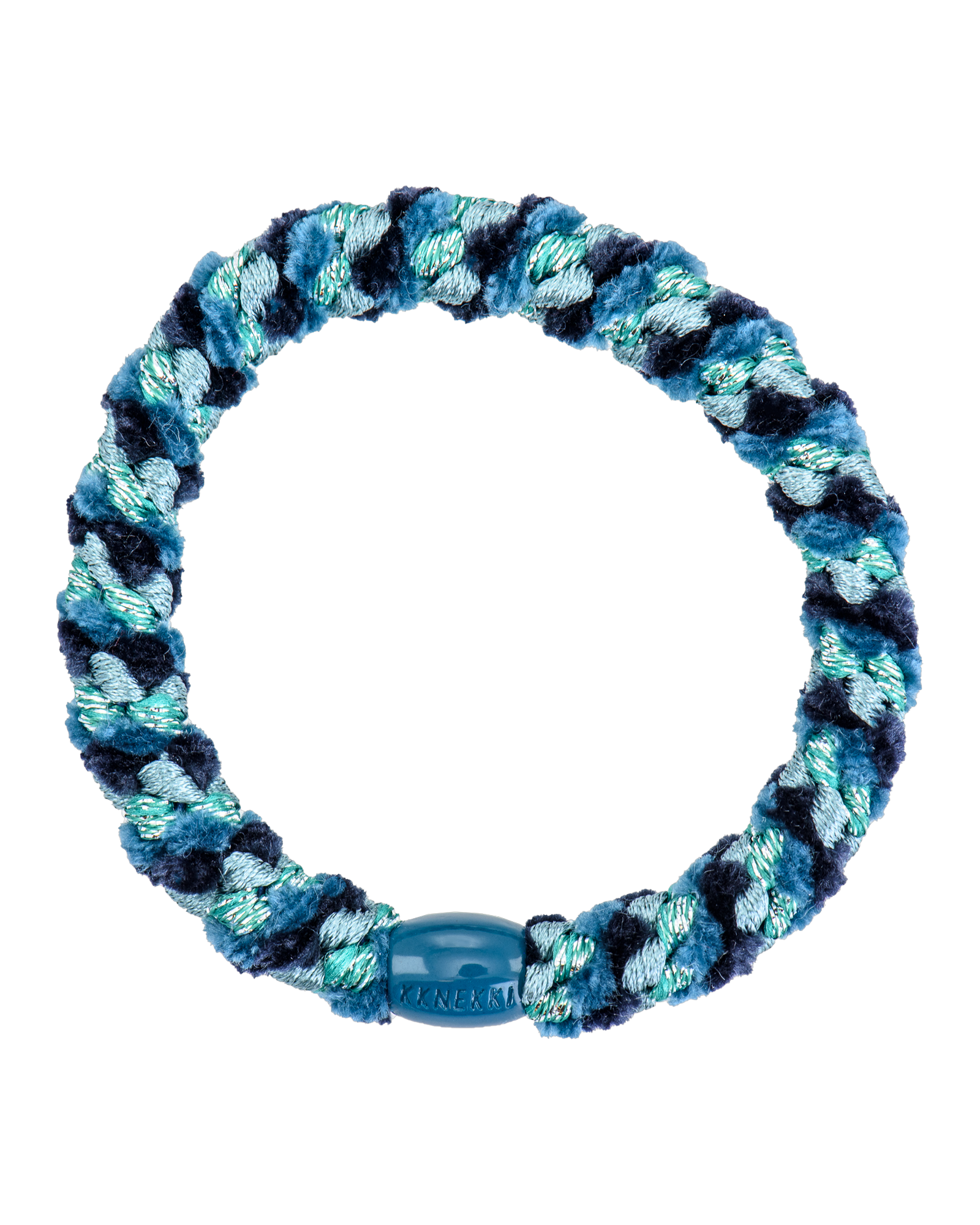 Élastique à cheveux Kknekki Original Mix Bleu Marine & Turc Pailleté, vue de face