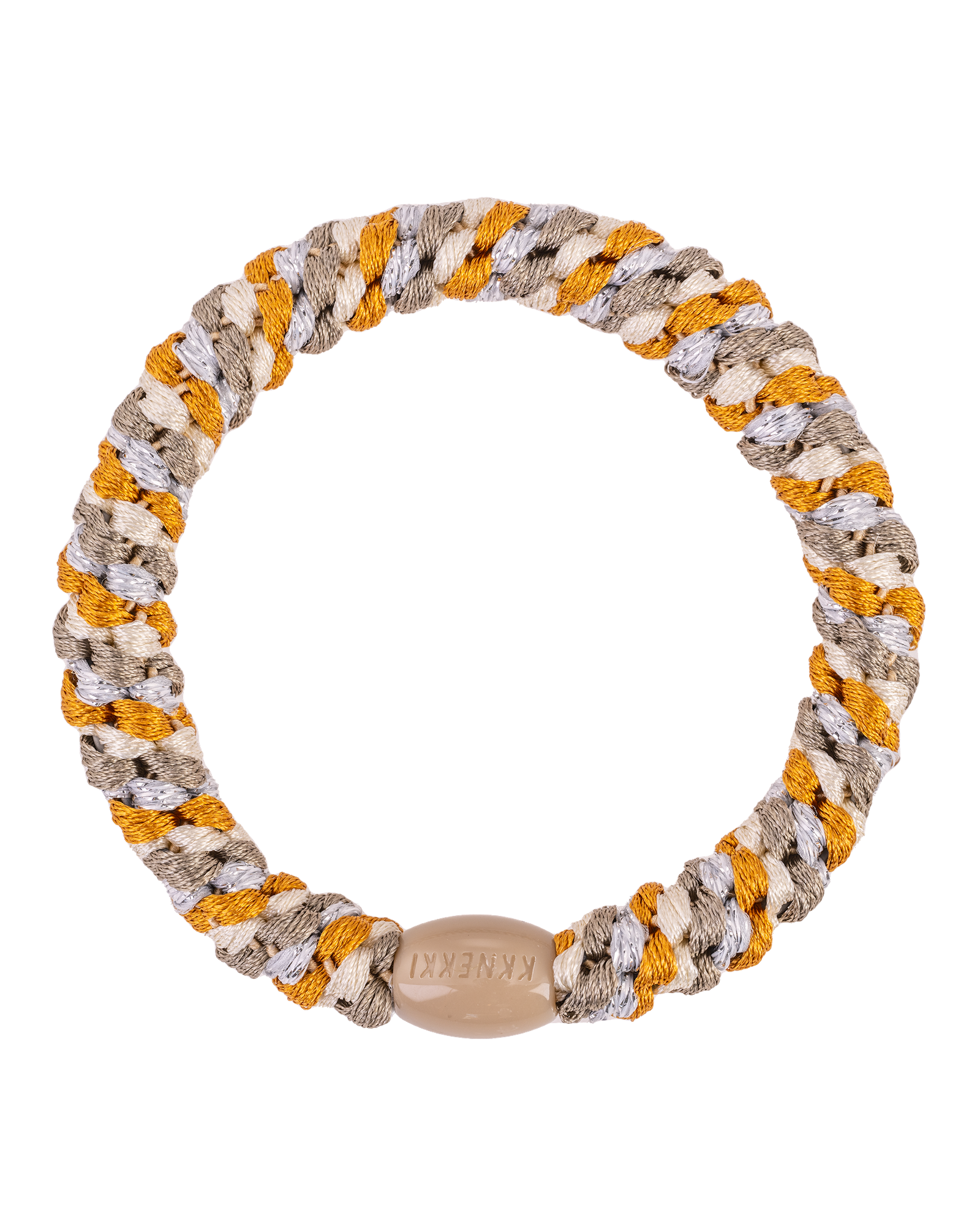 Élastique à cheveux Kknekki Original Mix Curry Camouflage Argent Pailleté, vue de face