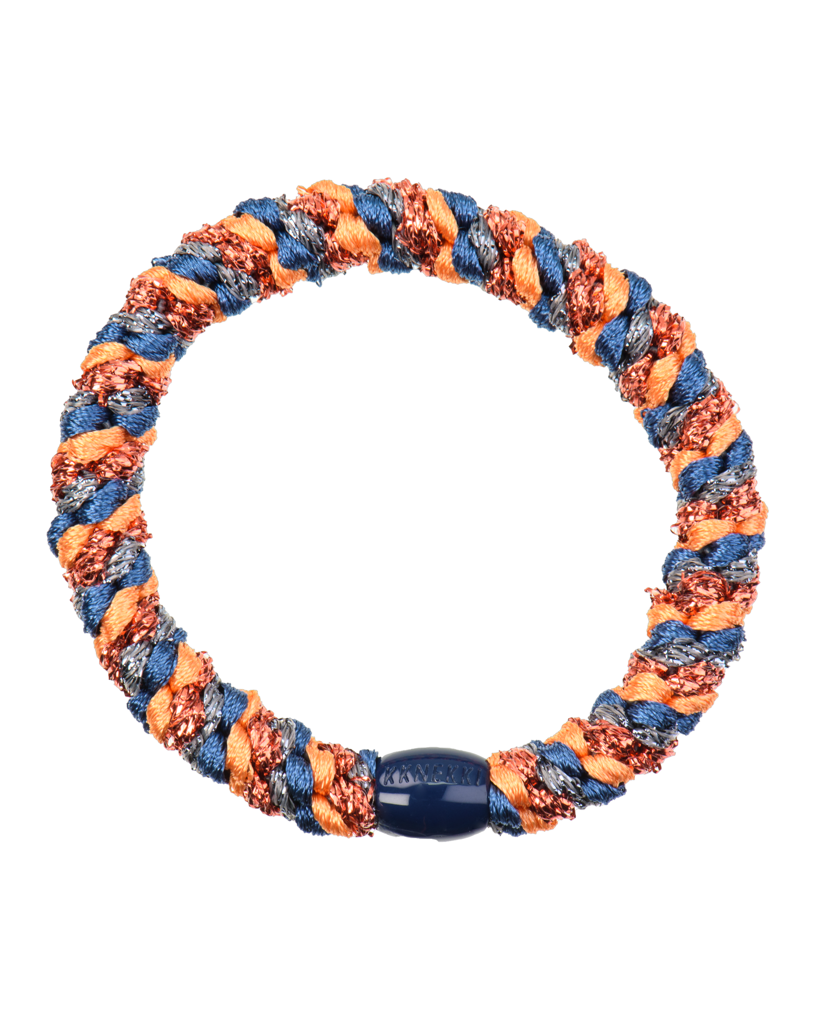 Élastique à cheveux Kknekki Original Mix Indigo & Orange Pailleté, vue de face