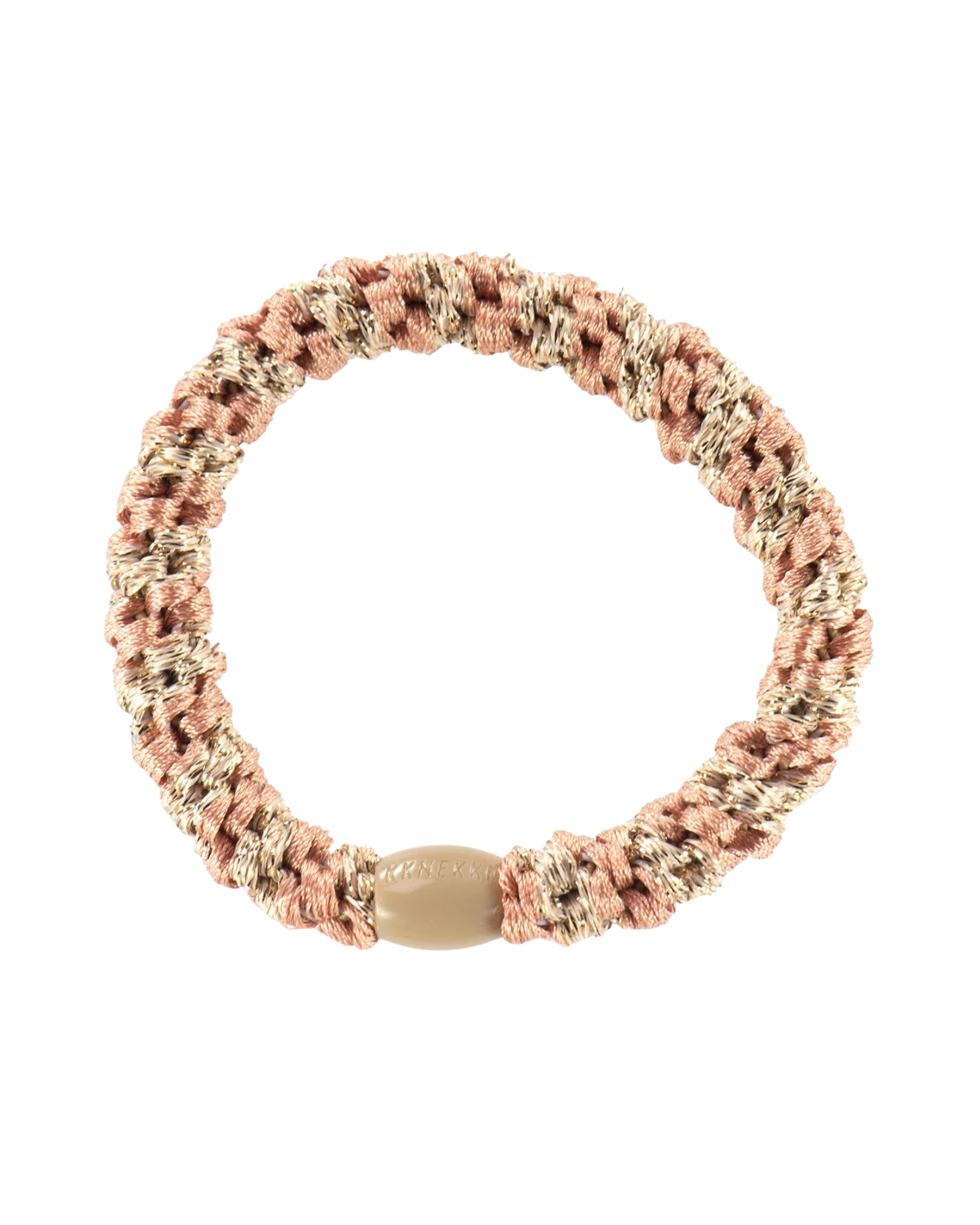 Élastique à cheveux Kknekki Original Pêche Corail-Beige, vue de face