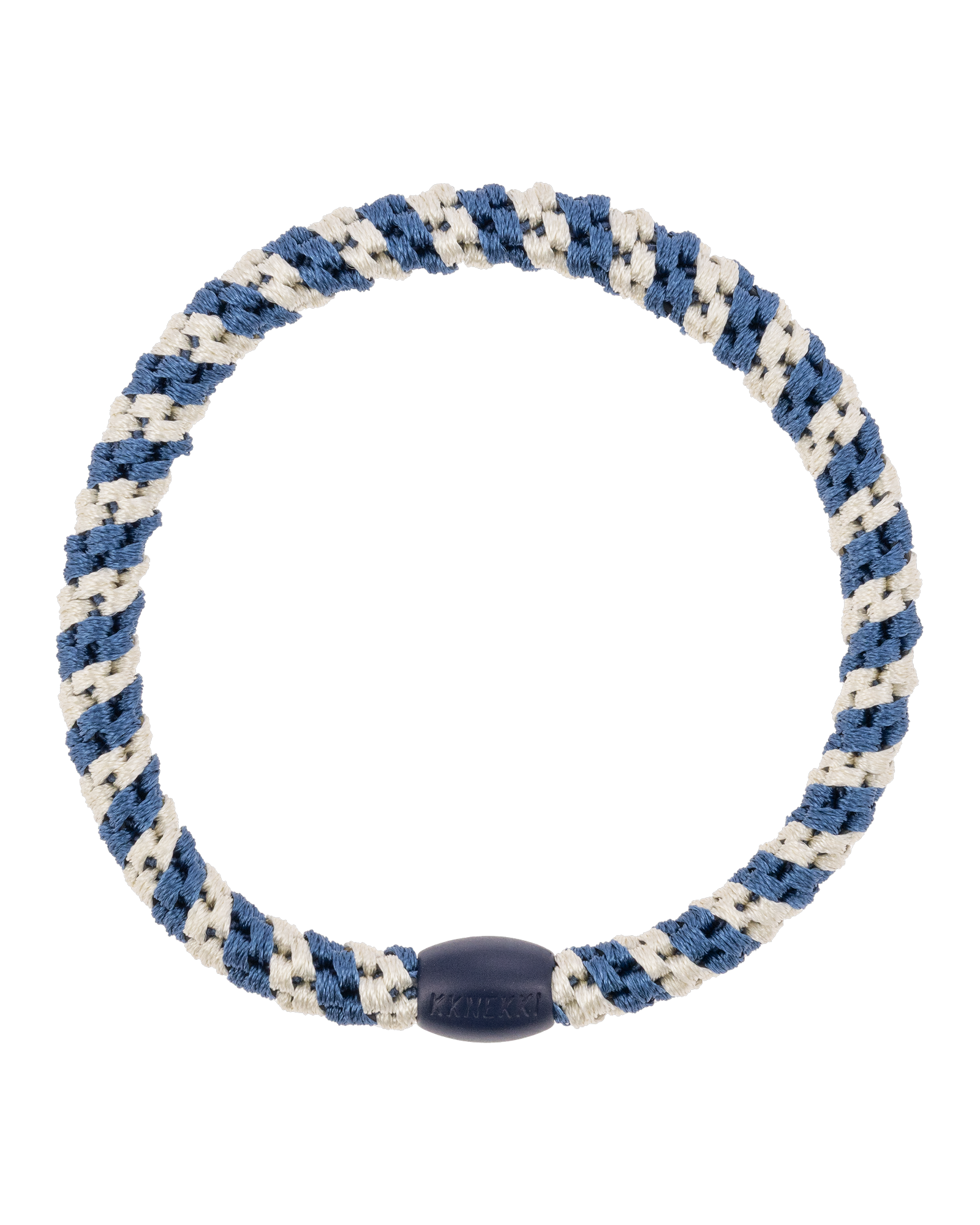 Élastique à cheveux Kknekki Slim Rayé Indigo & Ivoire, vue de face