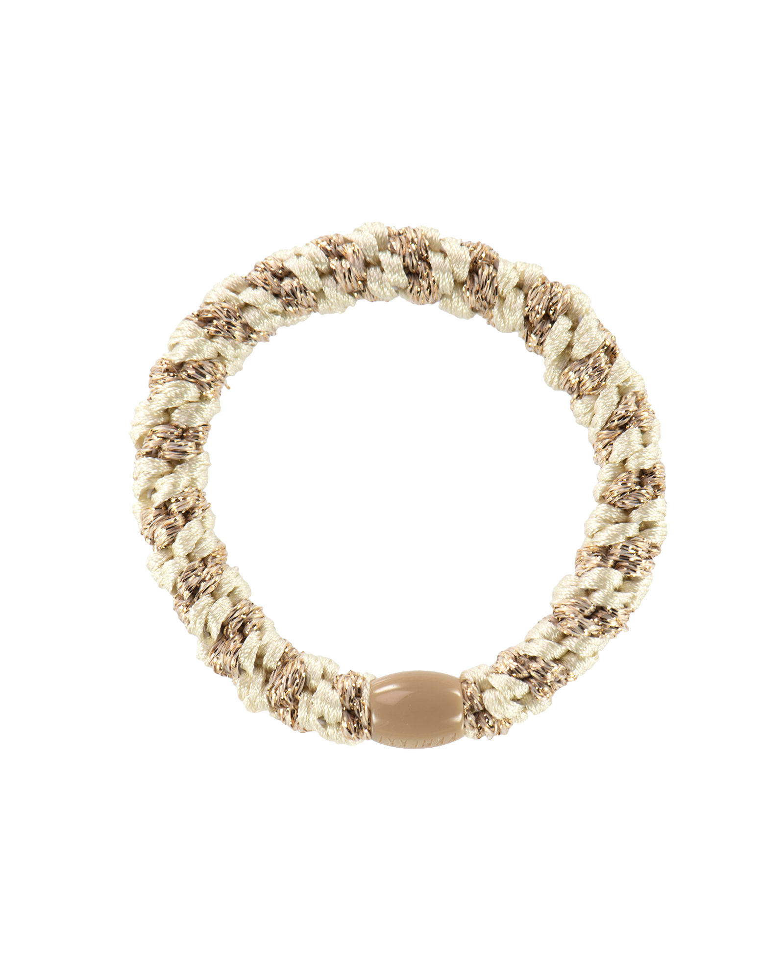 Élastique à cheveux Kknekki Original Rayé Ivoire & Beige Pailleté, vue de face