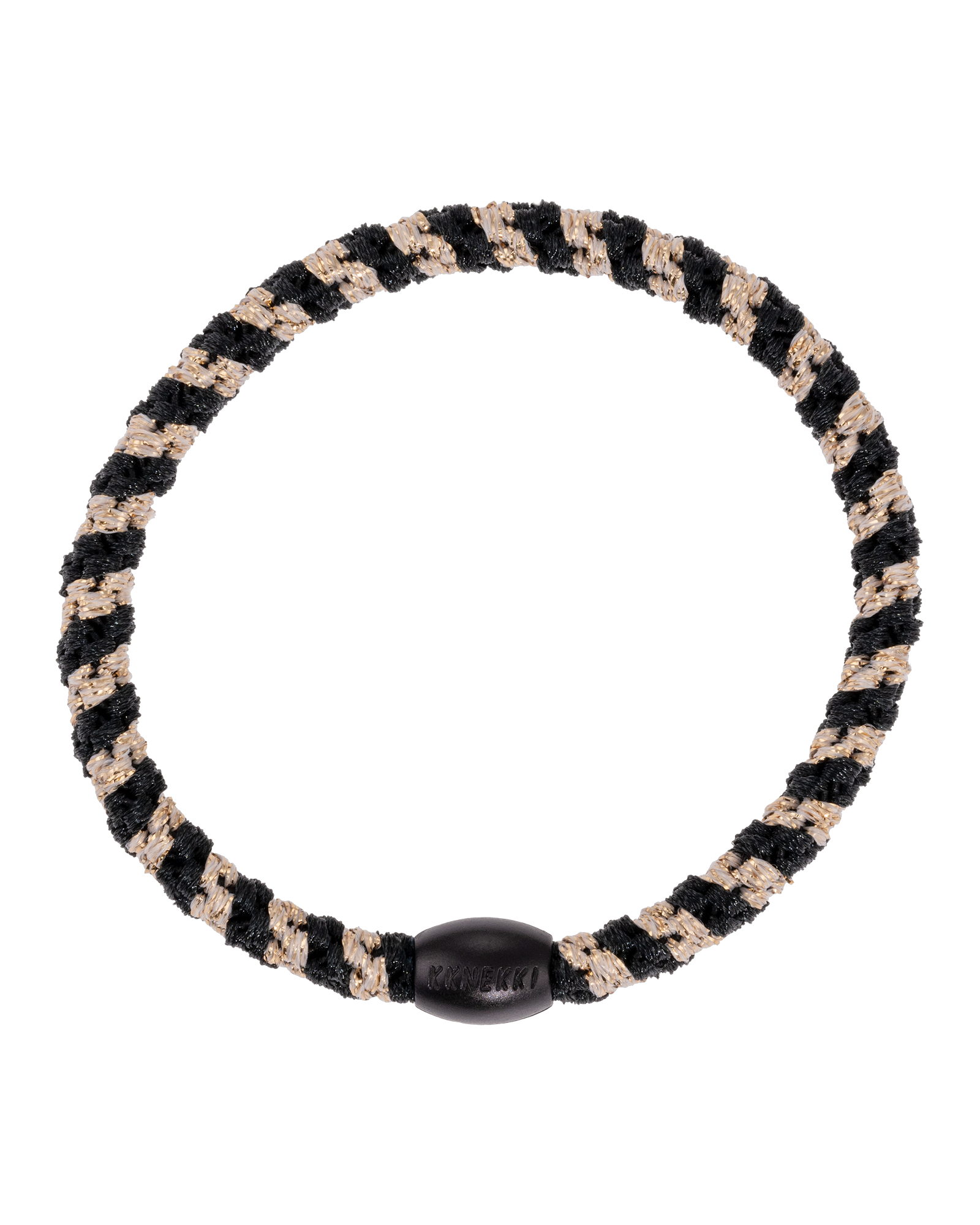 Élastique à cheveux Kknekki Slim Rayé Noir & Beige Pailleté, vue de face