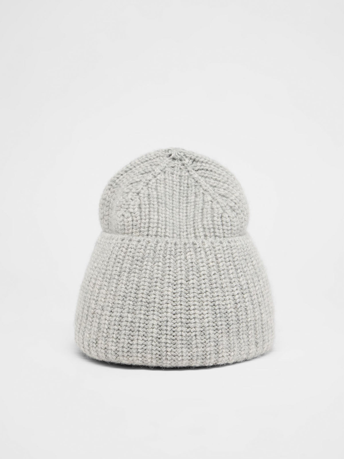 Bonnet côtelé LANIUS Gris chiné – vue de face, revers relevé