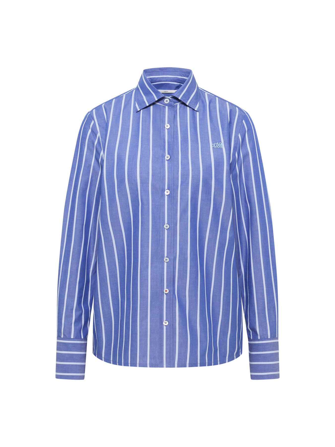 Chemise à rayures en coton bio LANIUS Bleu électrique & bleu clair – à plat