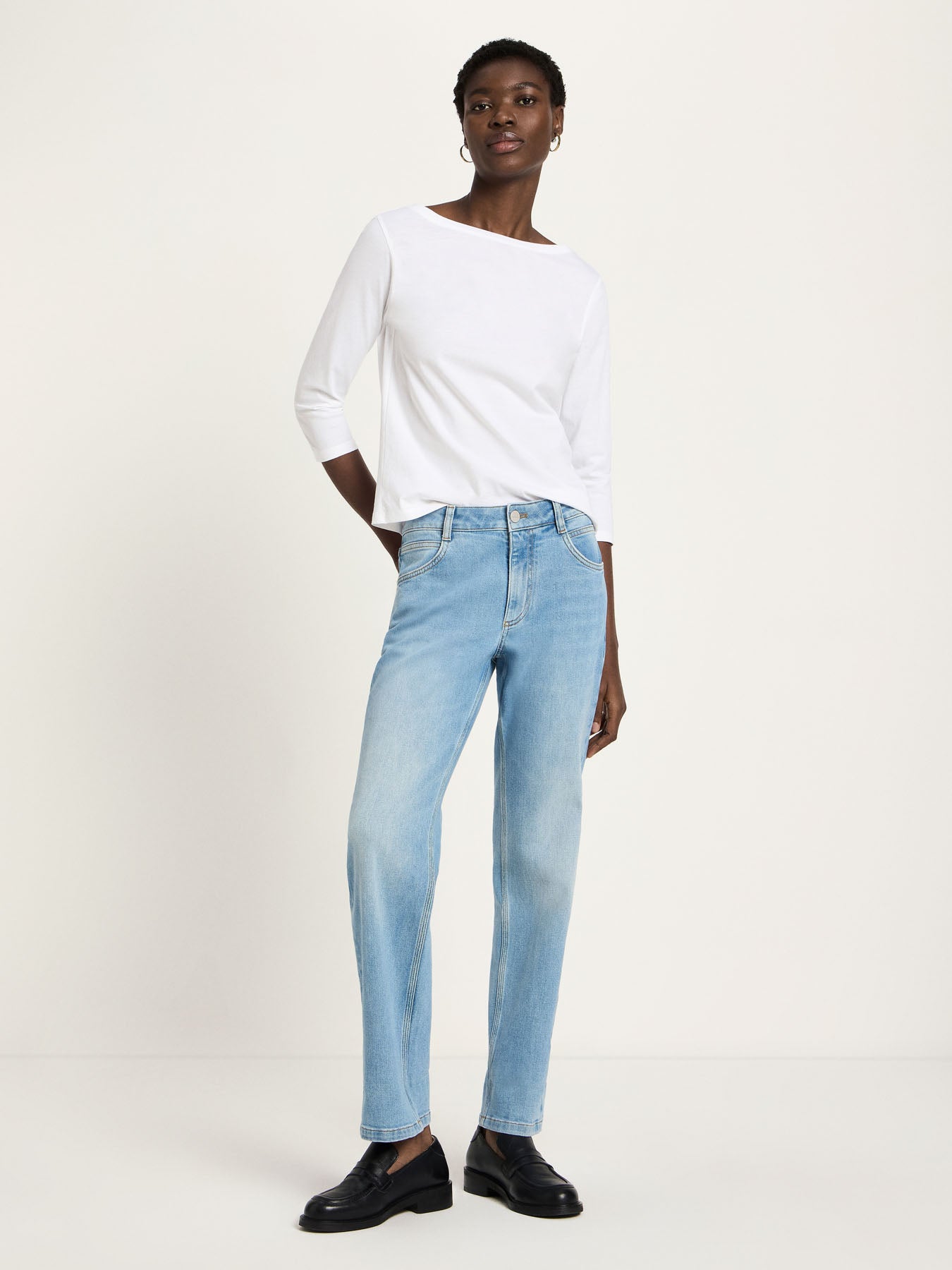 Jean droit à revers LANIUS GOTS Denim Bleu Clair – vue de face