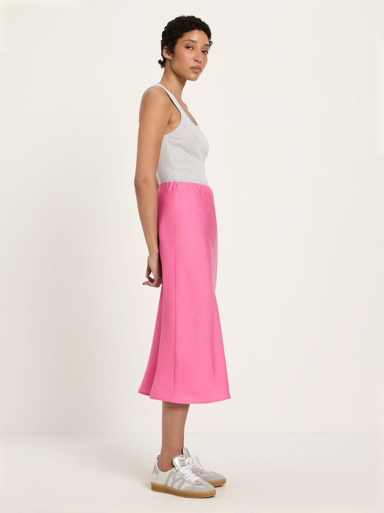 Jupe midi fluide TENCEL LANIUS Orchidée Vif – vue de profil