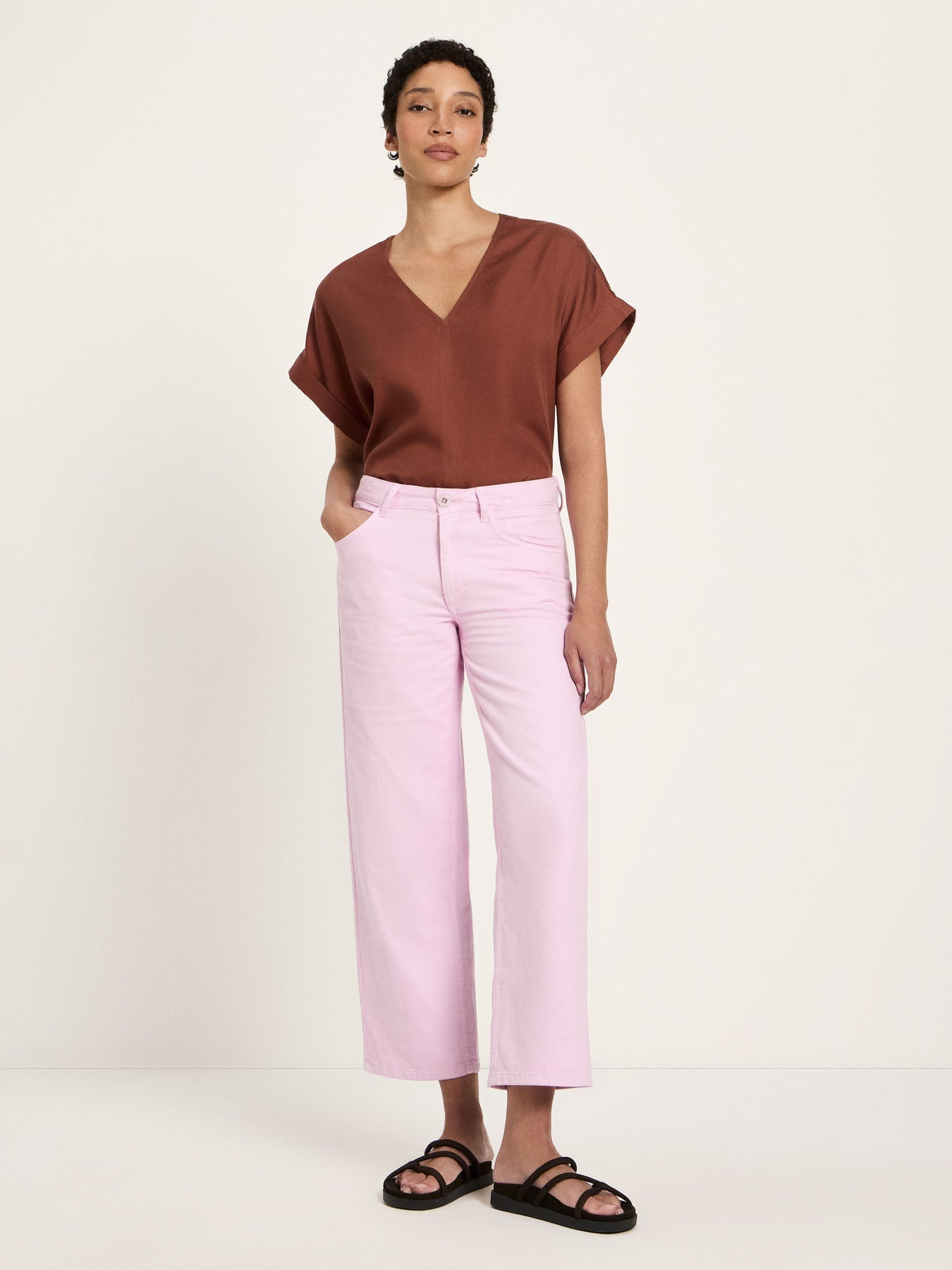 Pantalon droit LANIUS GOTS Orchidée – vue de face