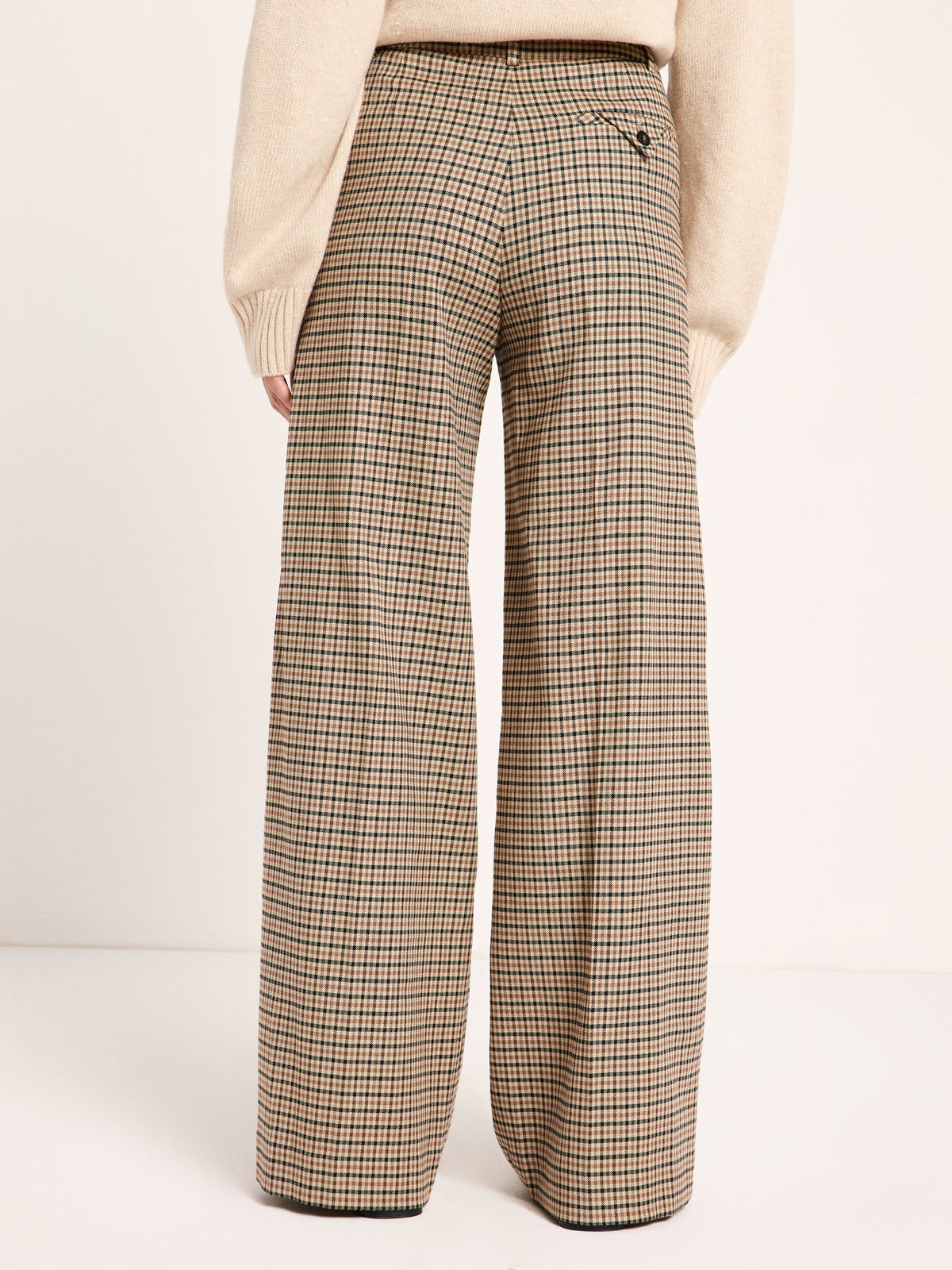 Pantalon Marlene à carreaux LANIUS Noir & beige – vue de dos