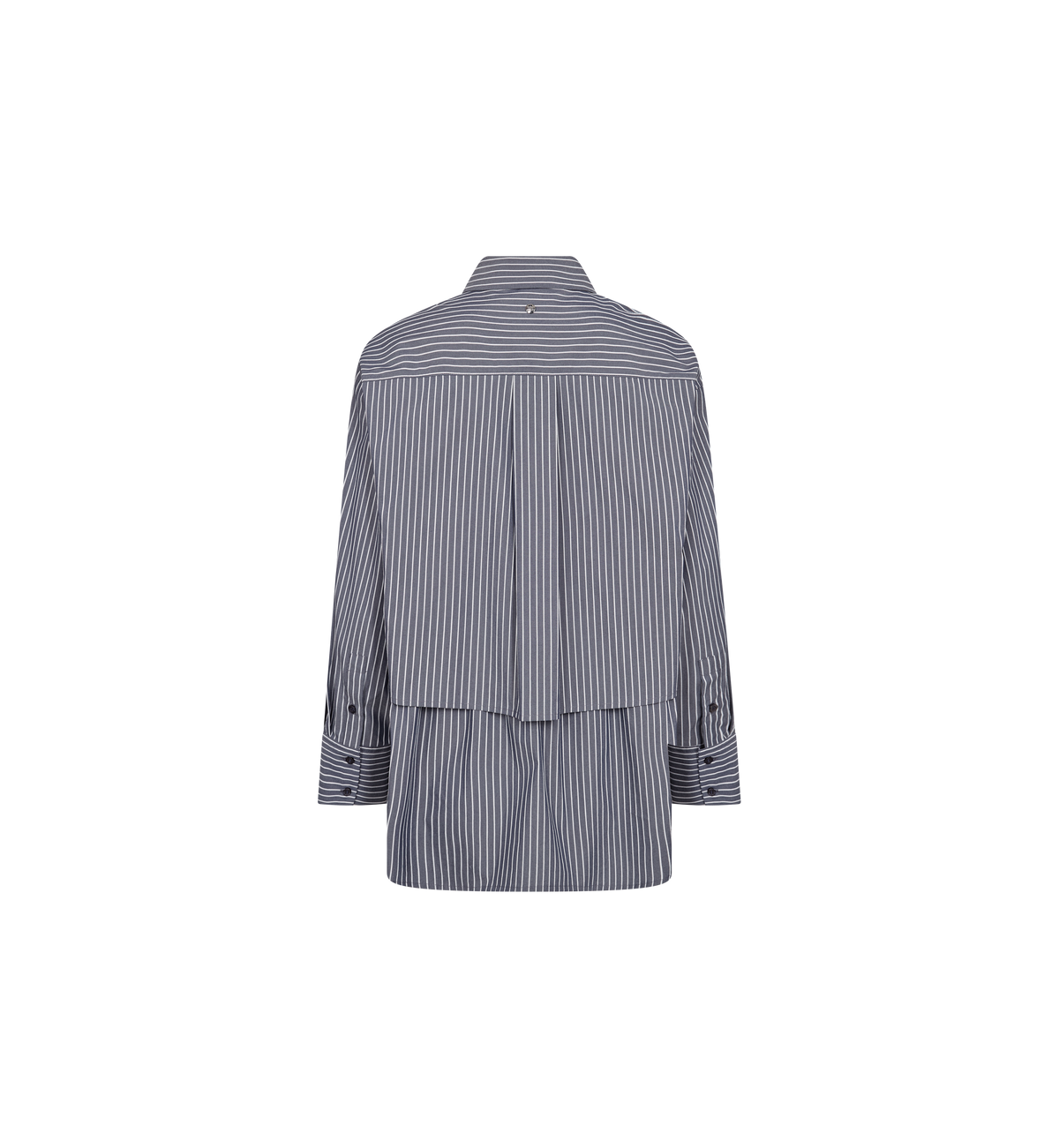 Chemise oversize à rayures MOS MOSH Salute Navy – vue de dos à plat, empiècements superposés