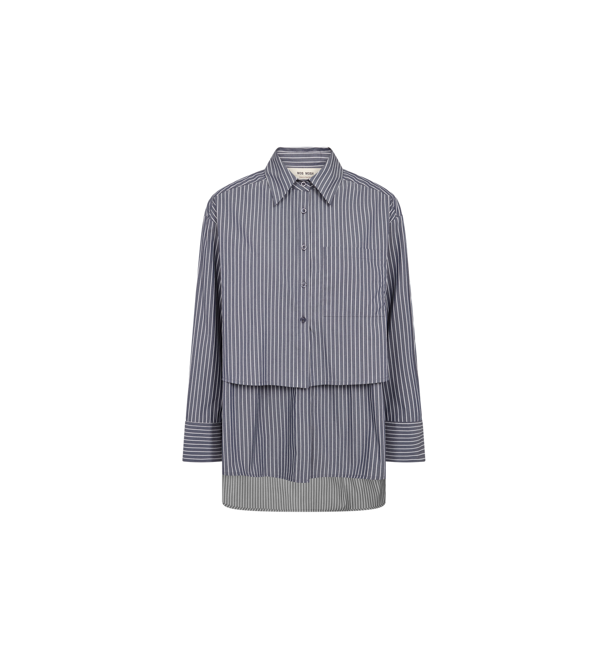 Chemise oversize à rayures MOS MOSH Salute Navy – vue de face à plat