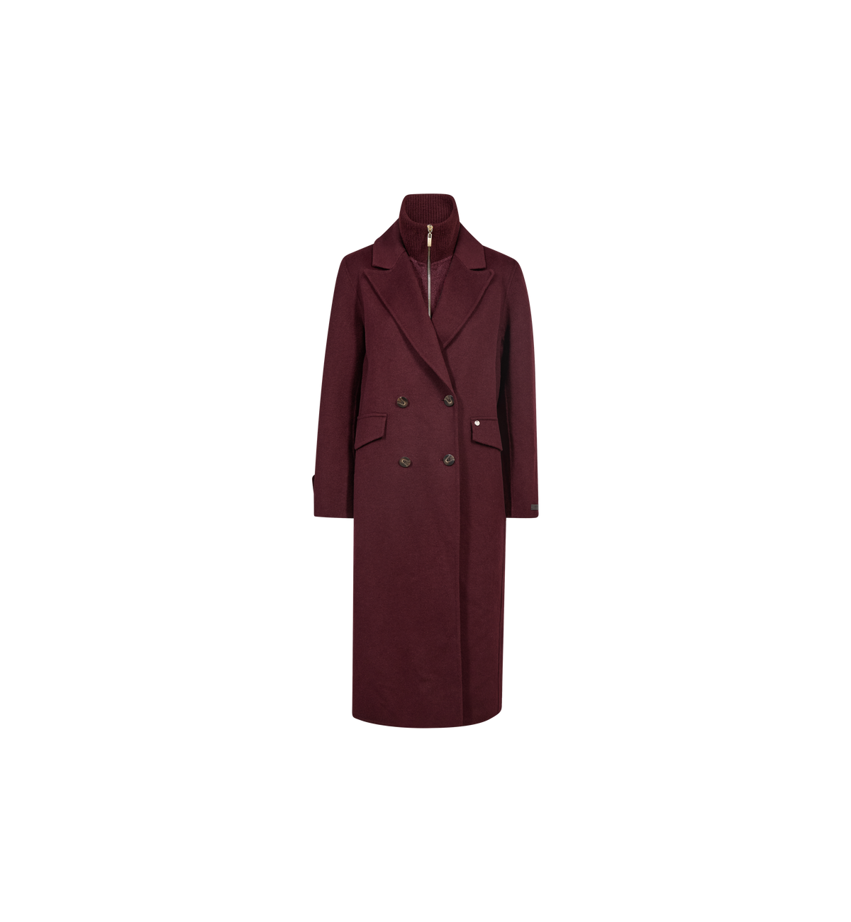 Manteau long en laine MOS MOSH Port Royale – vue de face à plat, double boutonnage et col cranté