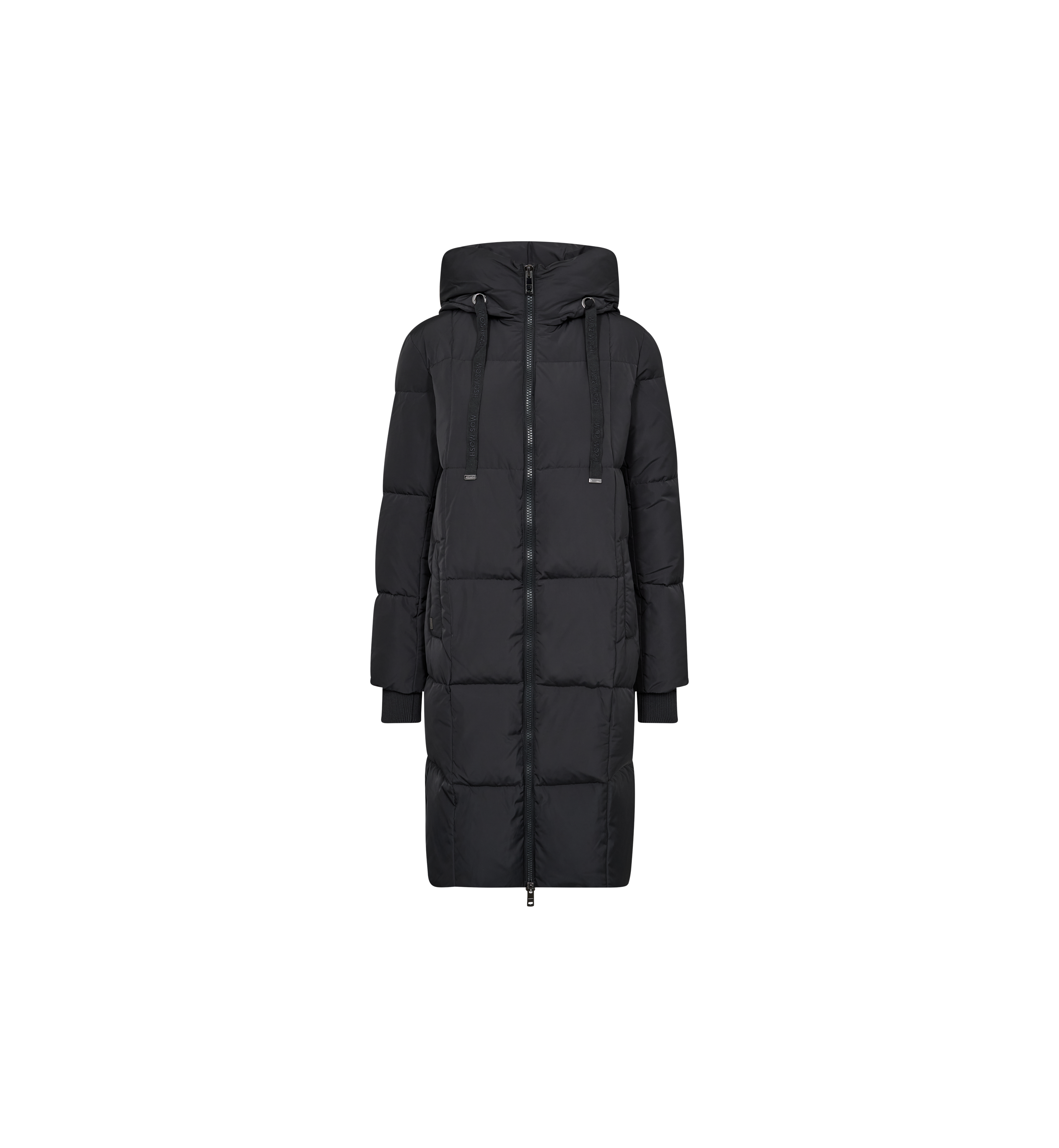 Manteau en duvet Nova Square MOS MOSH Gris foncé – vue de face, capuche et matelassage à carreaux