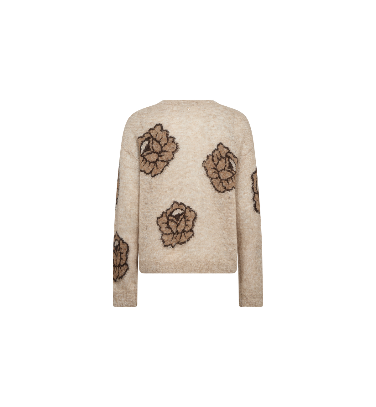 Pull à roses jacquard MOS MOSH Doeskin – vue de dos à plat, roses réparties sur le dos