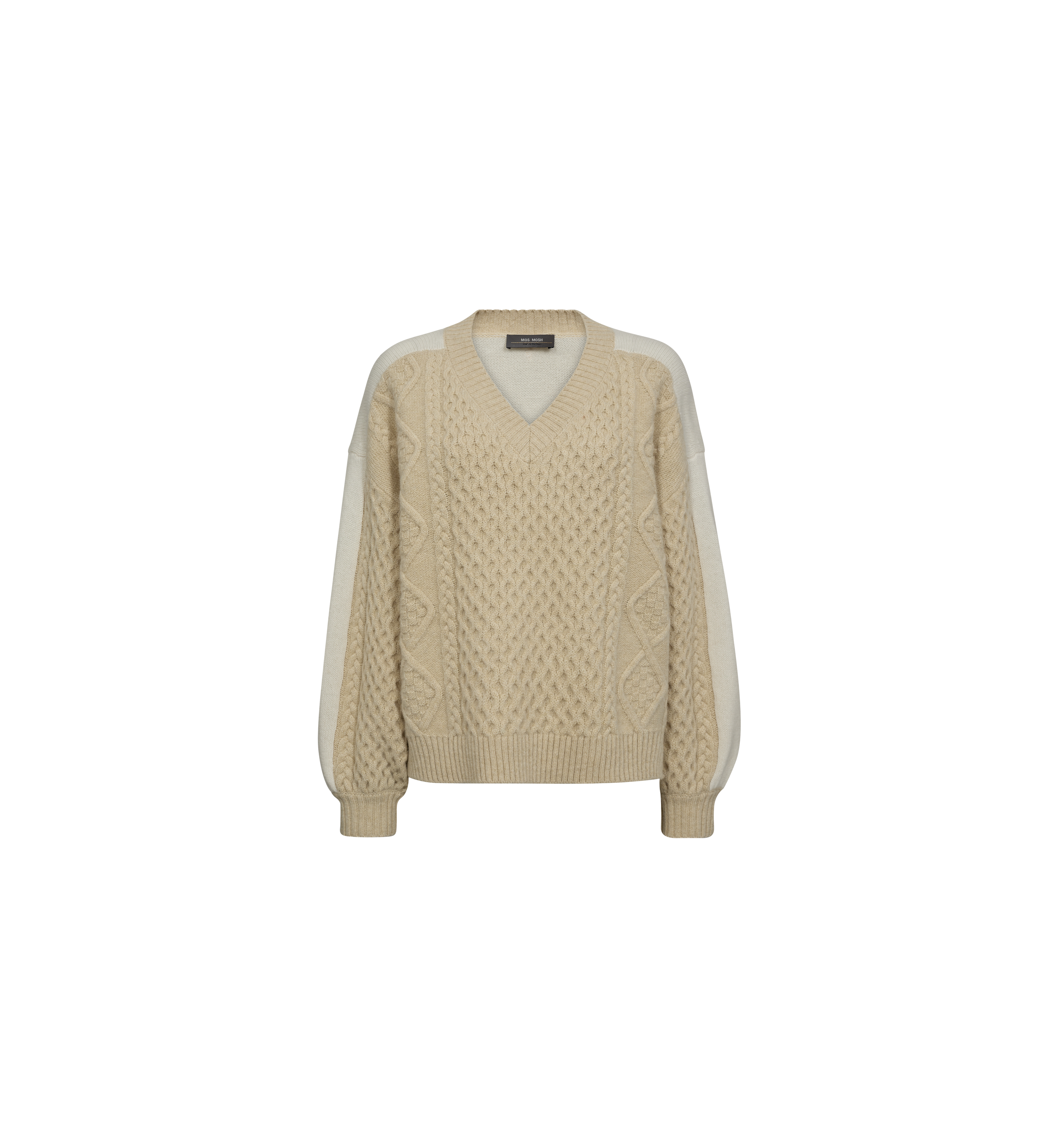 Pull col V oversize laine alpaga cachemire MOS MOSH Boulder – vue de face