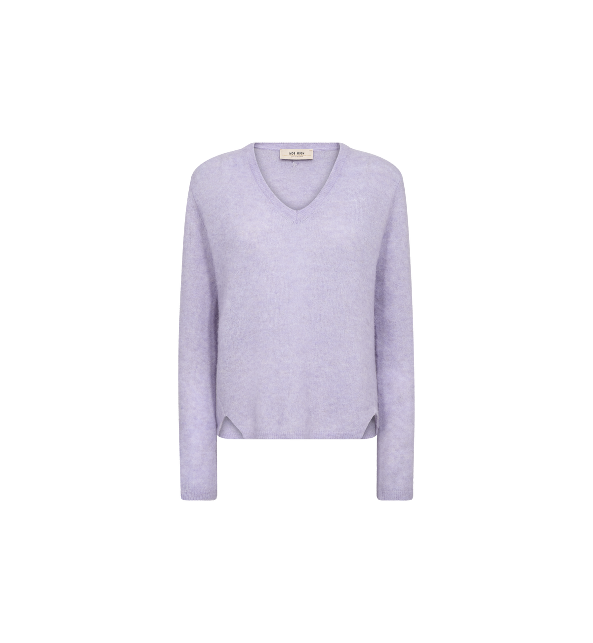 Pull col V en maille légère MOS MOSH Violet Tulip – vue de face à plat