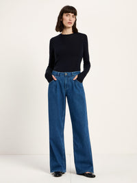 Jean Marlene à pinces LANIUS, denim bleu moyen, vue 2
