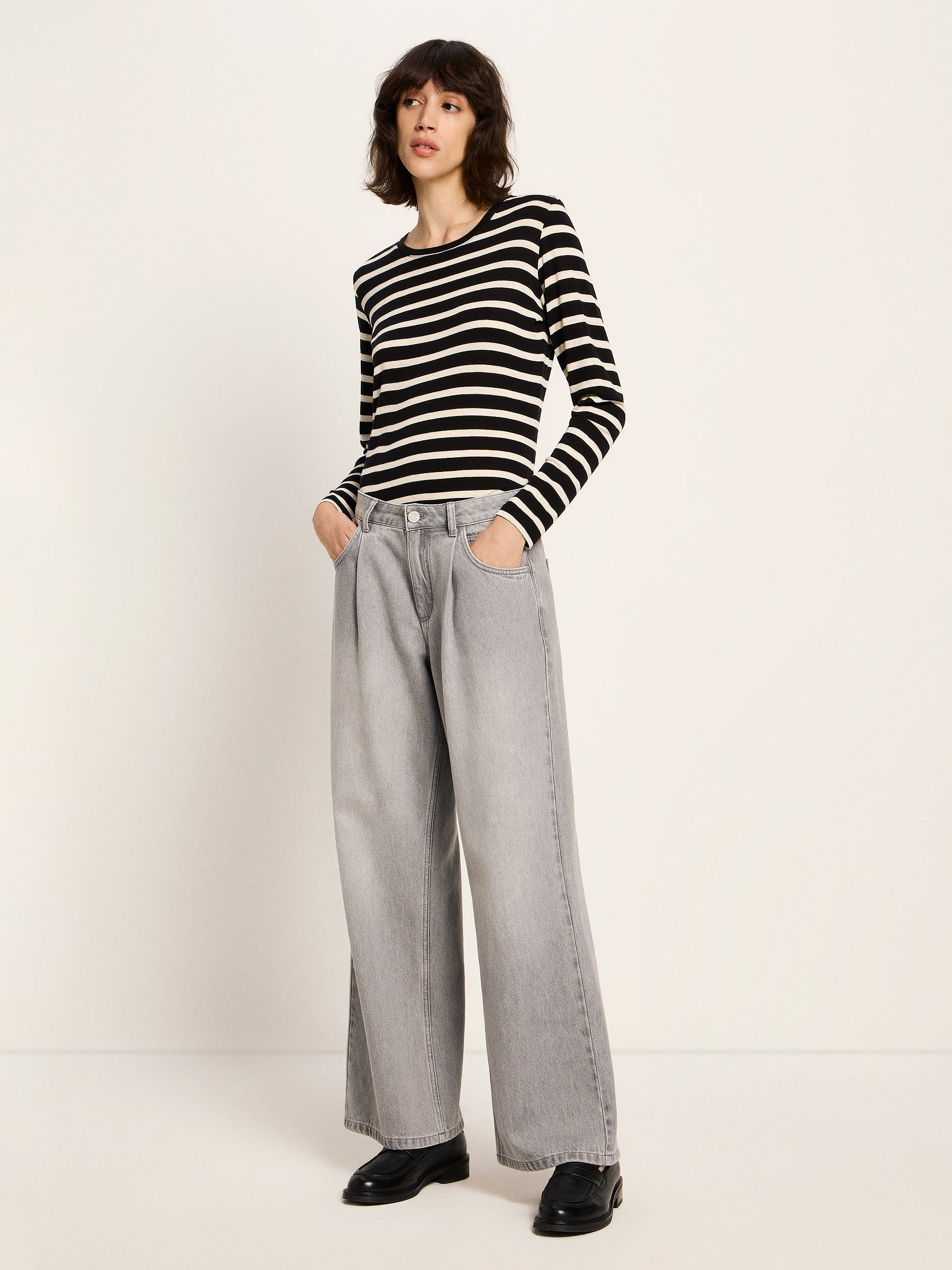 Jean Marlene à pinces LANIUS, denim gris clair, vue 2