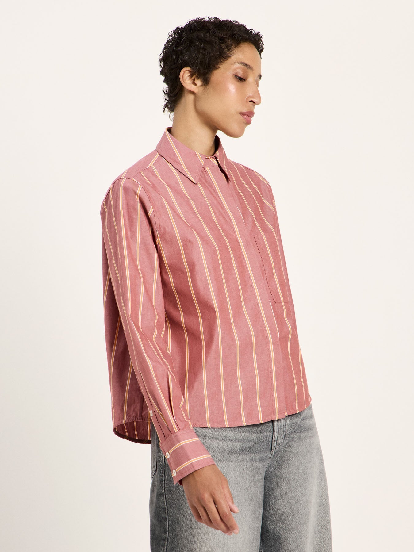 Blouse à rayures LANIUS, brique et carotte, vue 2