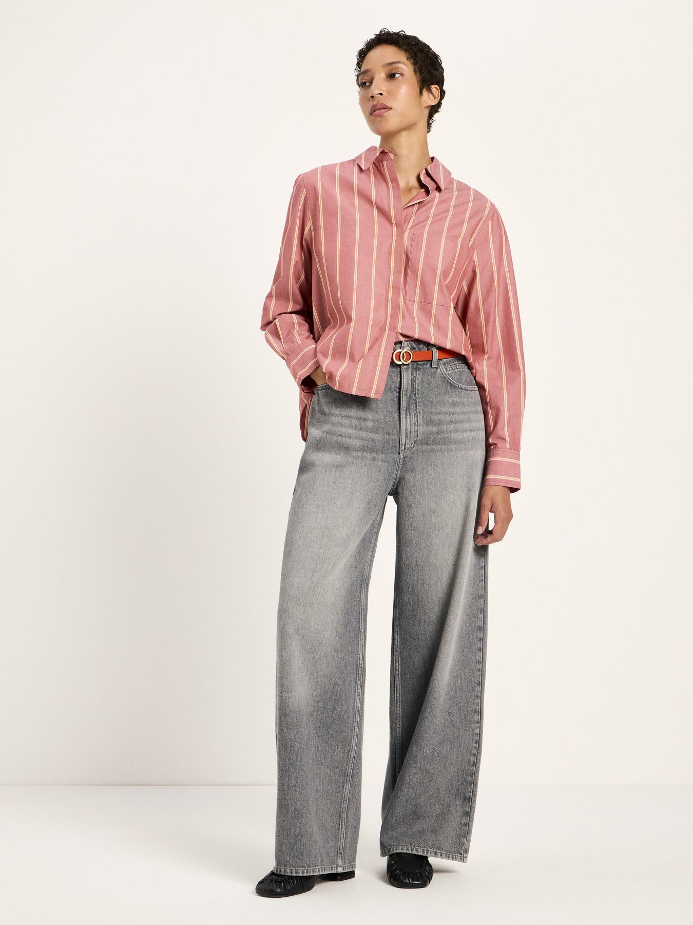 Blouse à rayures LANIUS, brique et carotte, vue 4