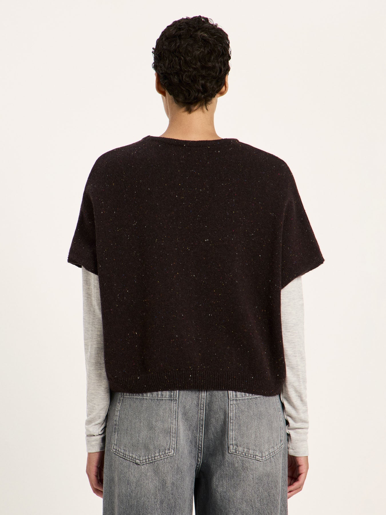 Pull sans manches LANIUS, chocolat tweed, vue 5