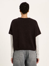 Pull sans manches LANIUS, chocolat tweed, vue 5