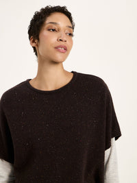 Pull sans manches LANIUS, chocolat tweed, vue 4