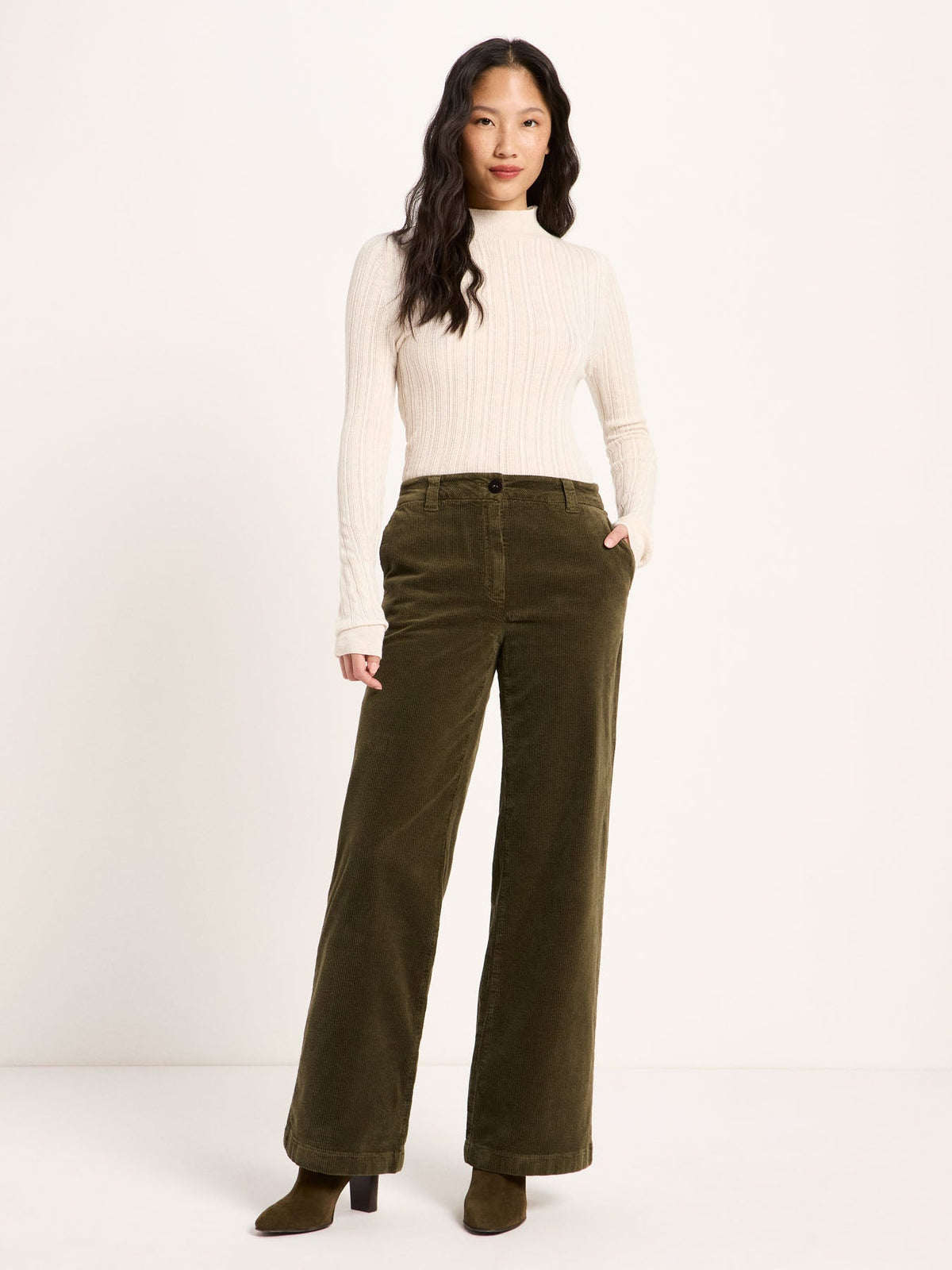 Pantalon Marlene en velours côtelé LANIUS, coloris turtle, vue 2