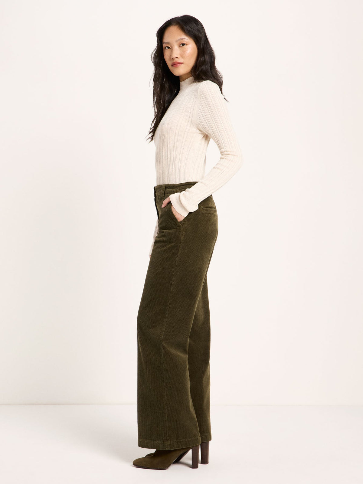 Pantalon Marlene en velours côtelé LANIUS, coloris turtle, vue 3