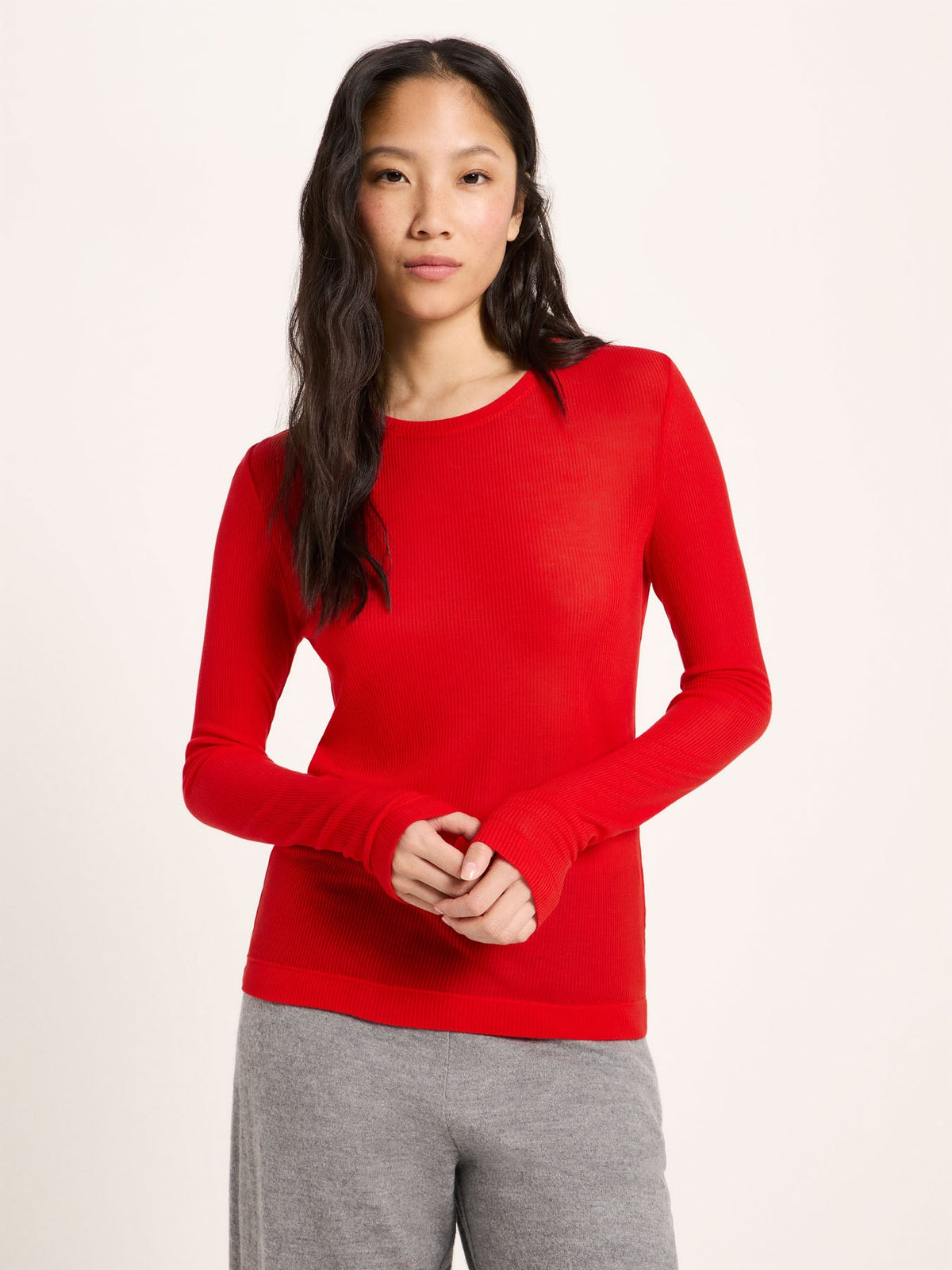 T-shirt à manches longues en TENCEL™ LANIUS, rouge, vue 3