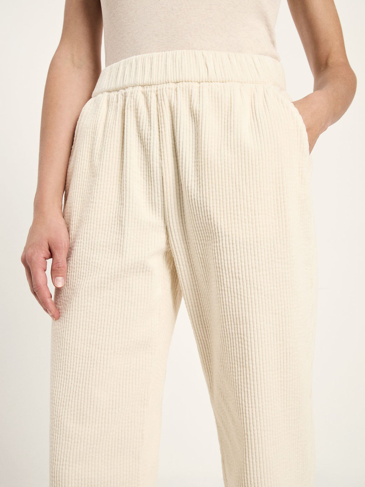 Pantalon en velours côtelé à taille élastique LANIUS, crème, vue 4