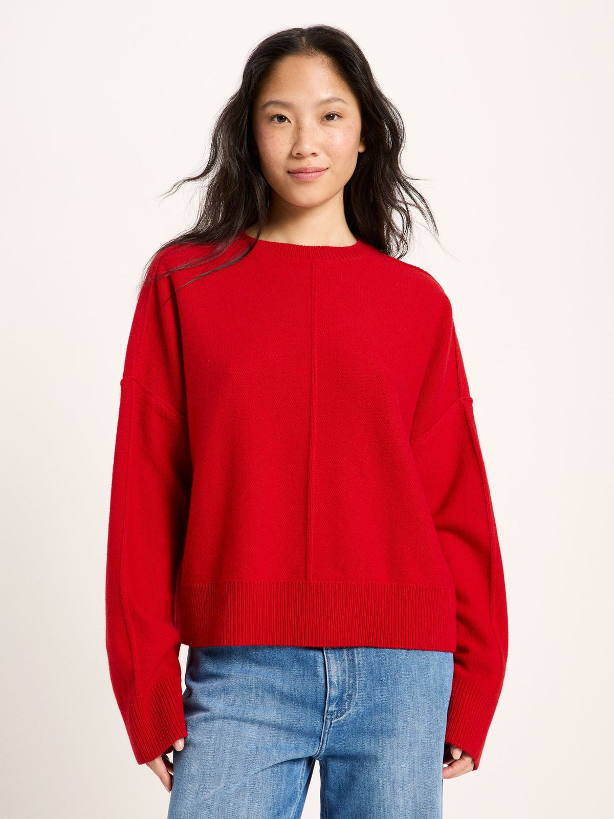 Pull oversize col rond LANIUS, rouge, vue 2