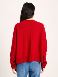 Pull oversize col rond LANIUS, rouge, vue 5