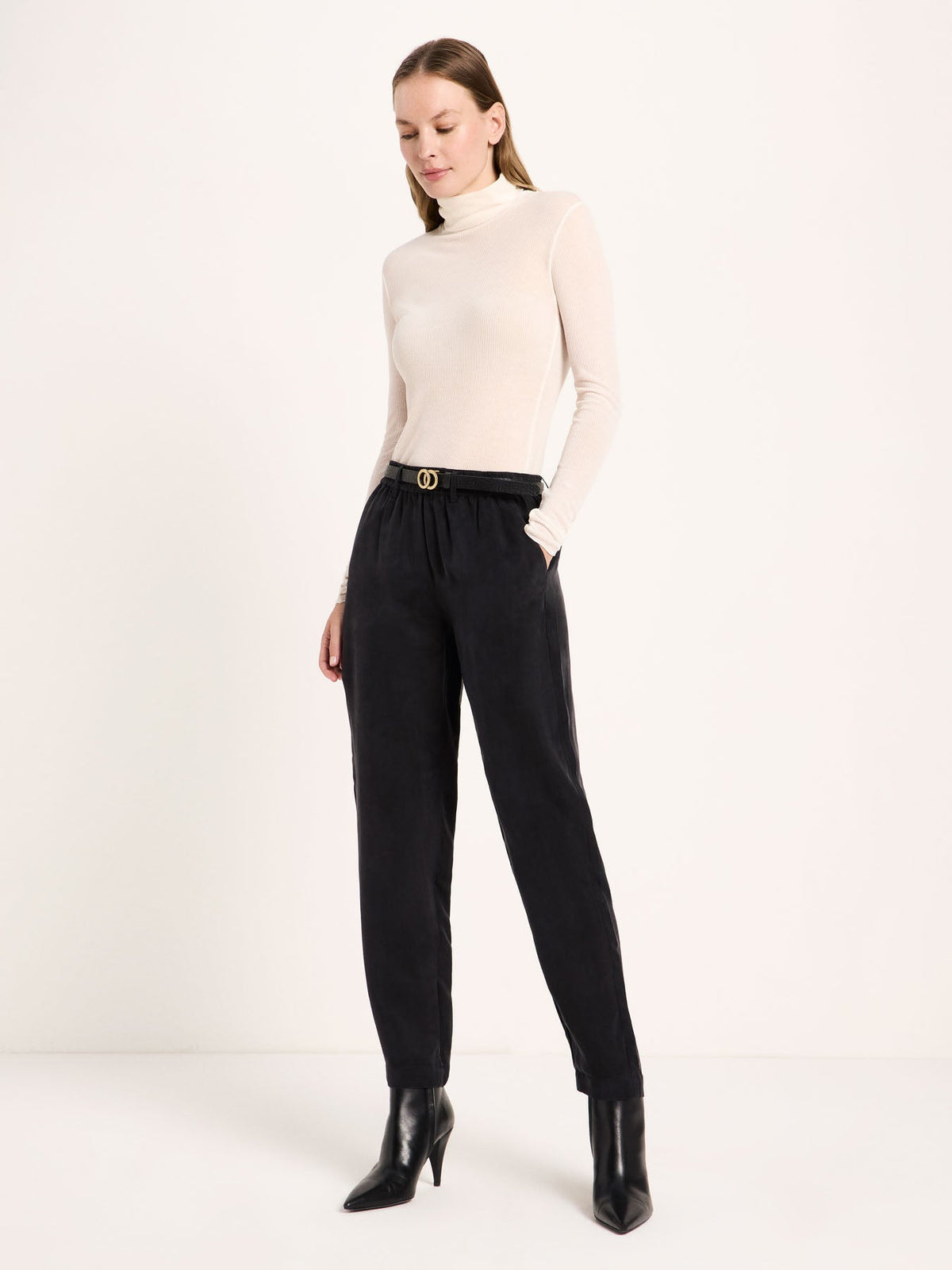 Pantalon en cupro LANIUS, noir, vue 2
