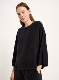 Blouse manches 3/4 en cupro LANIUS, noir, vue 3