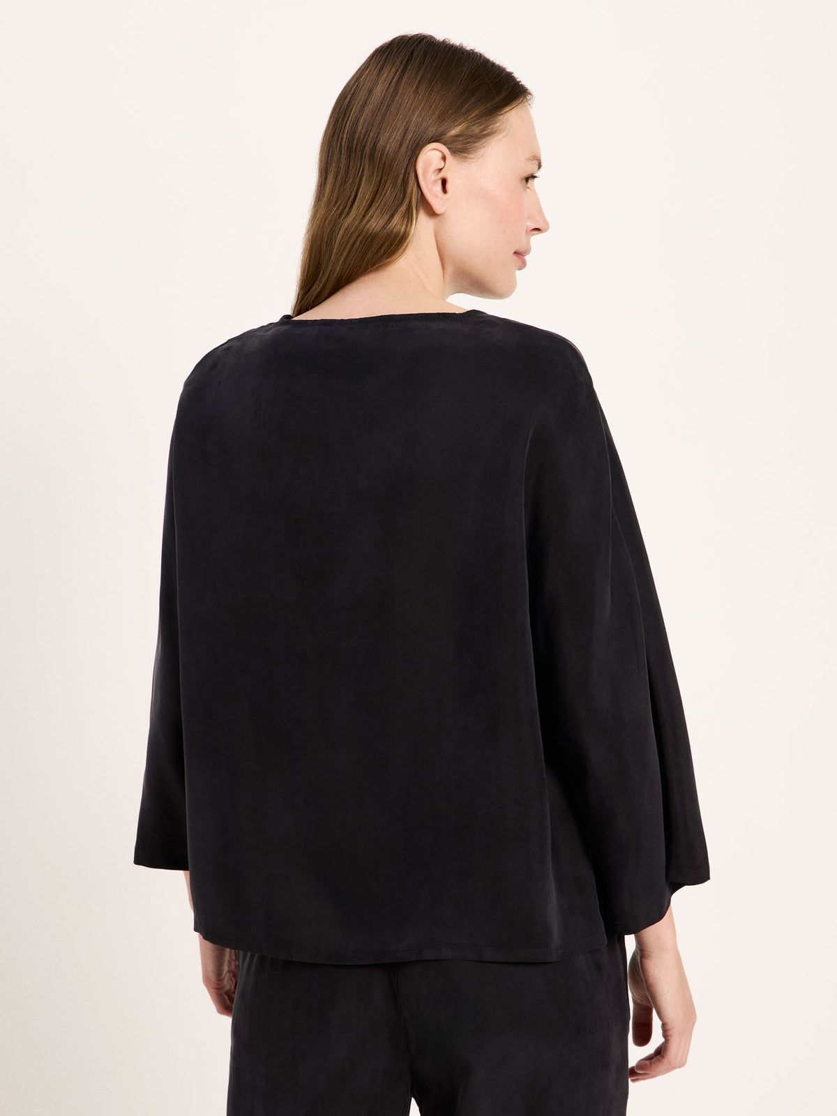 Blouse manches 3/4 en cupro LANIUS, noir, vue 5