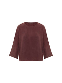 Blouse manches 3/4 en cupro LANIUS, chocolat
