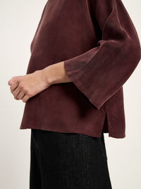 Blouse manches 3/4 en cupro LANIUS, chocolat, vue 5
