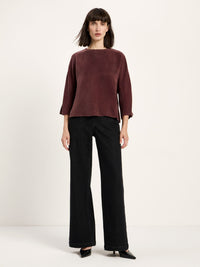 Blouse manches 3/4 en cupro LANIUS, chocolat, vue 4